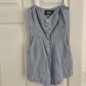 Reformation romper white and blue stripes